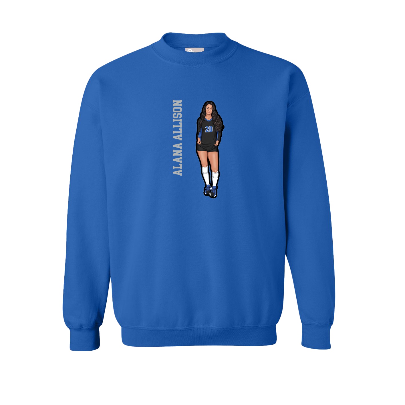 Fleece Crew — Name Vertical in Royal