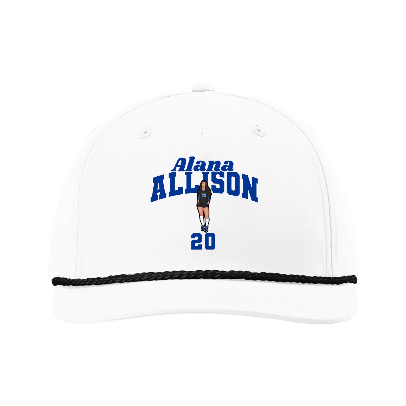 Five-Panel Classic Rope Cap — Signature Arch in White