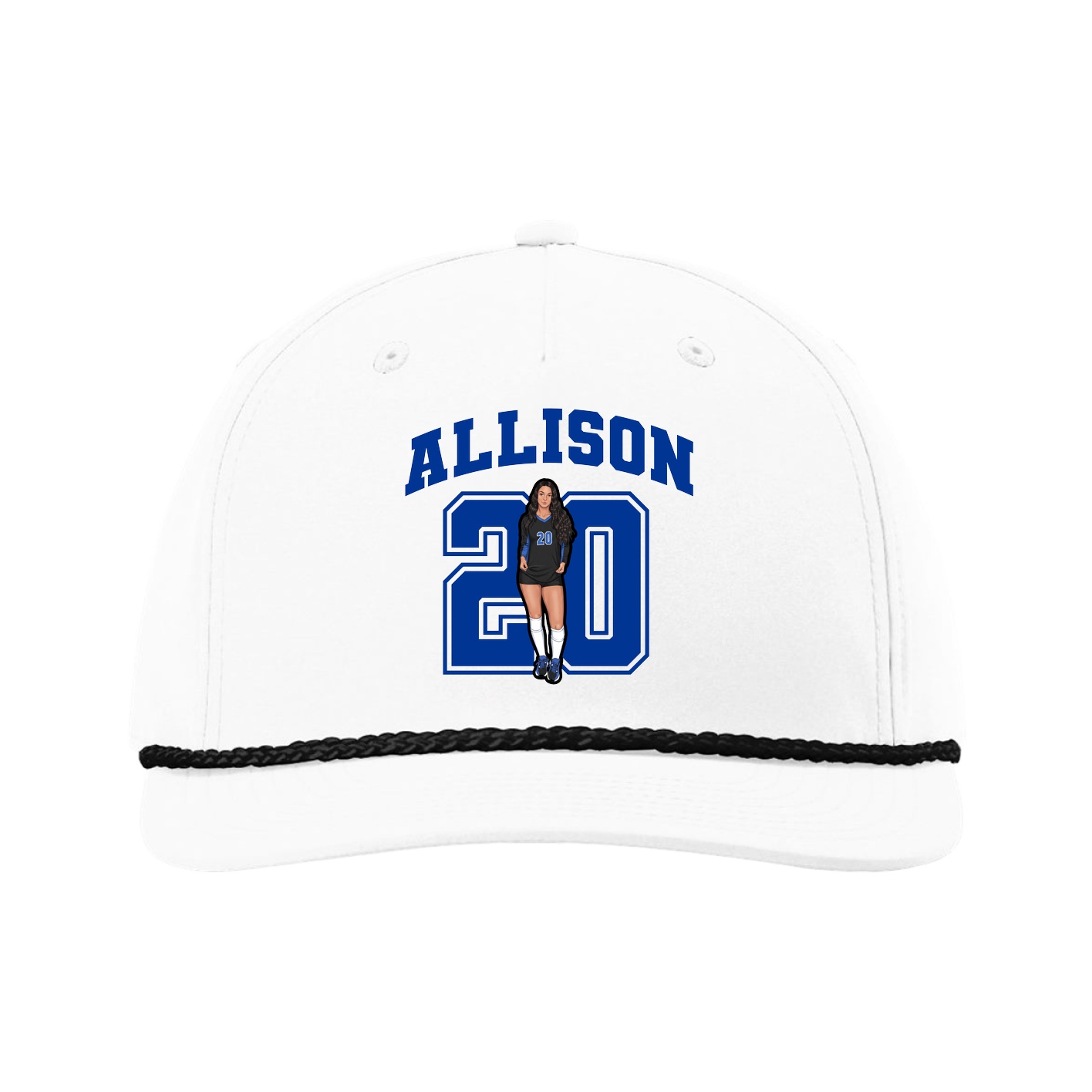 Five-Panel Classic Rope Cap — Number in White