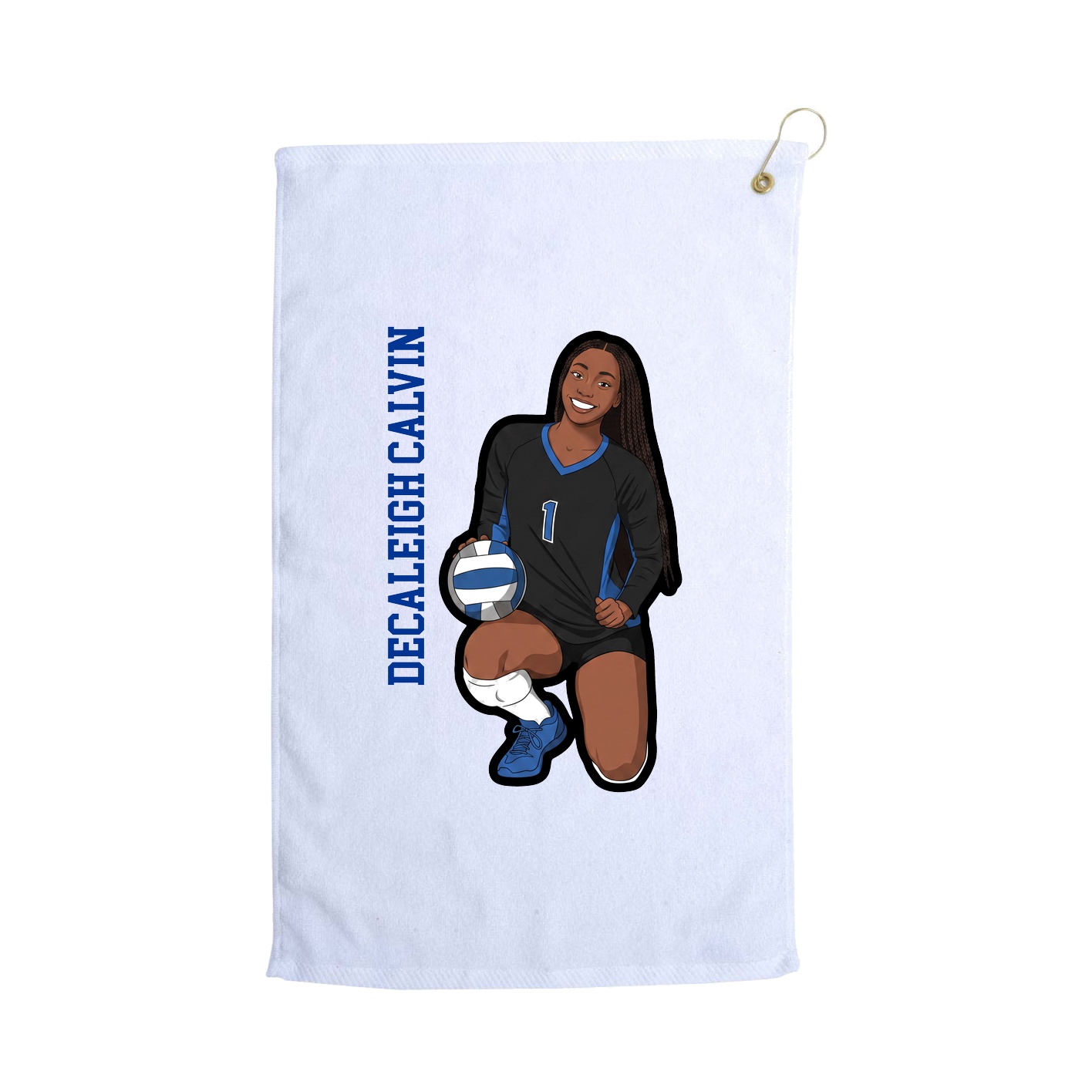 Golf Towel — Name Vertical in White
