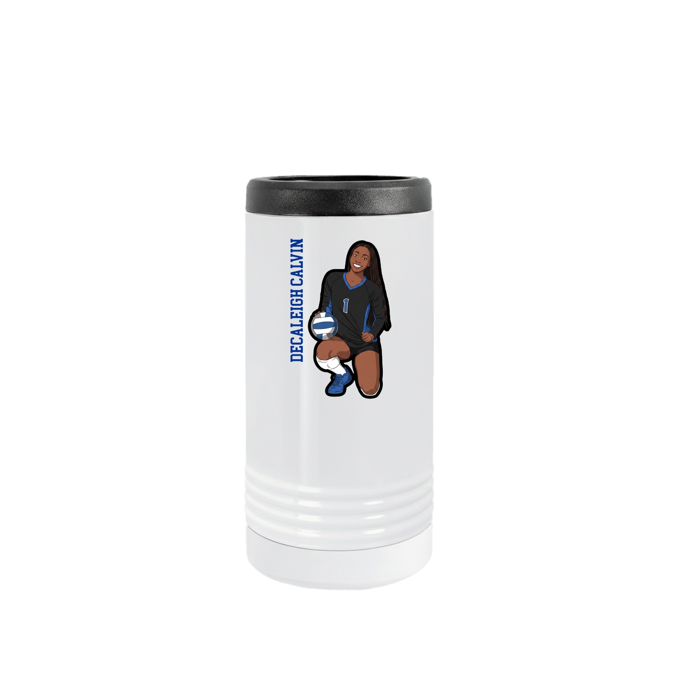 Slim Beverage Holder — Name Vertical in White