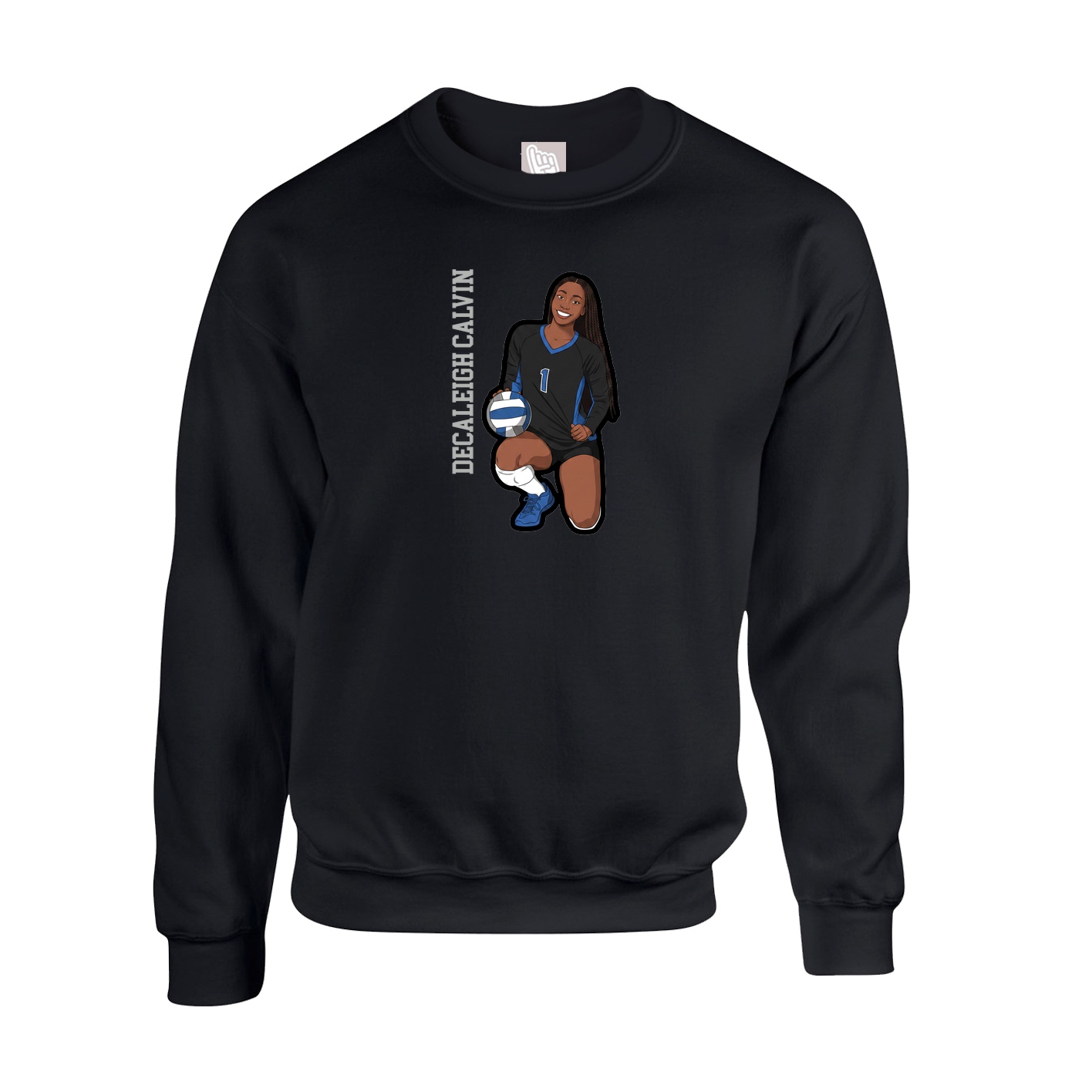 Fleece Crew — Name Vertical in Black