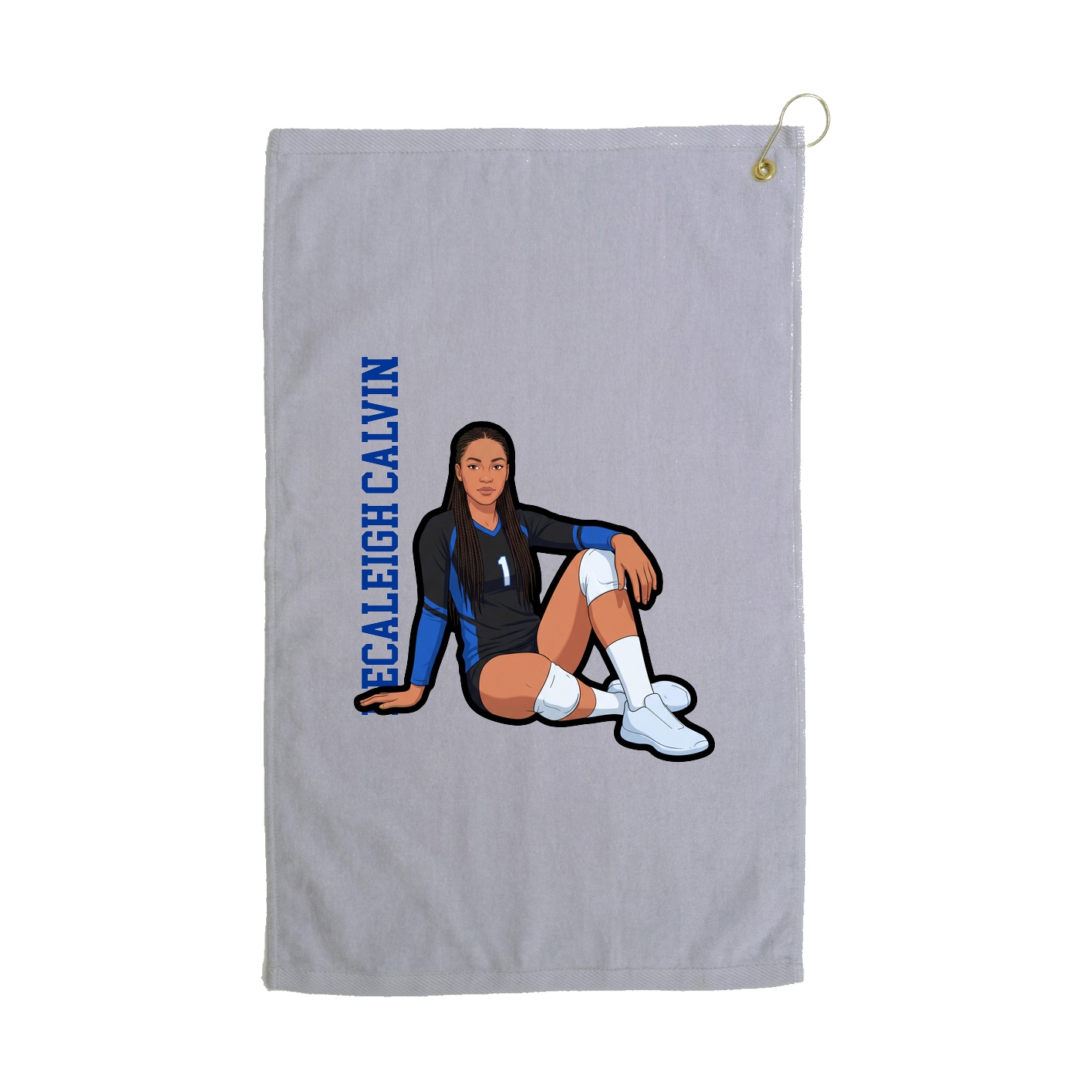 Golf Towel — Name Vertical in Grey