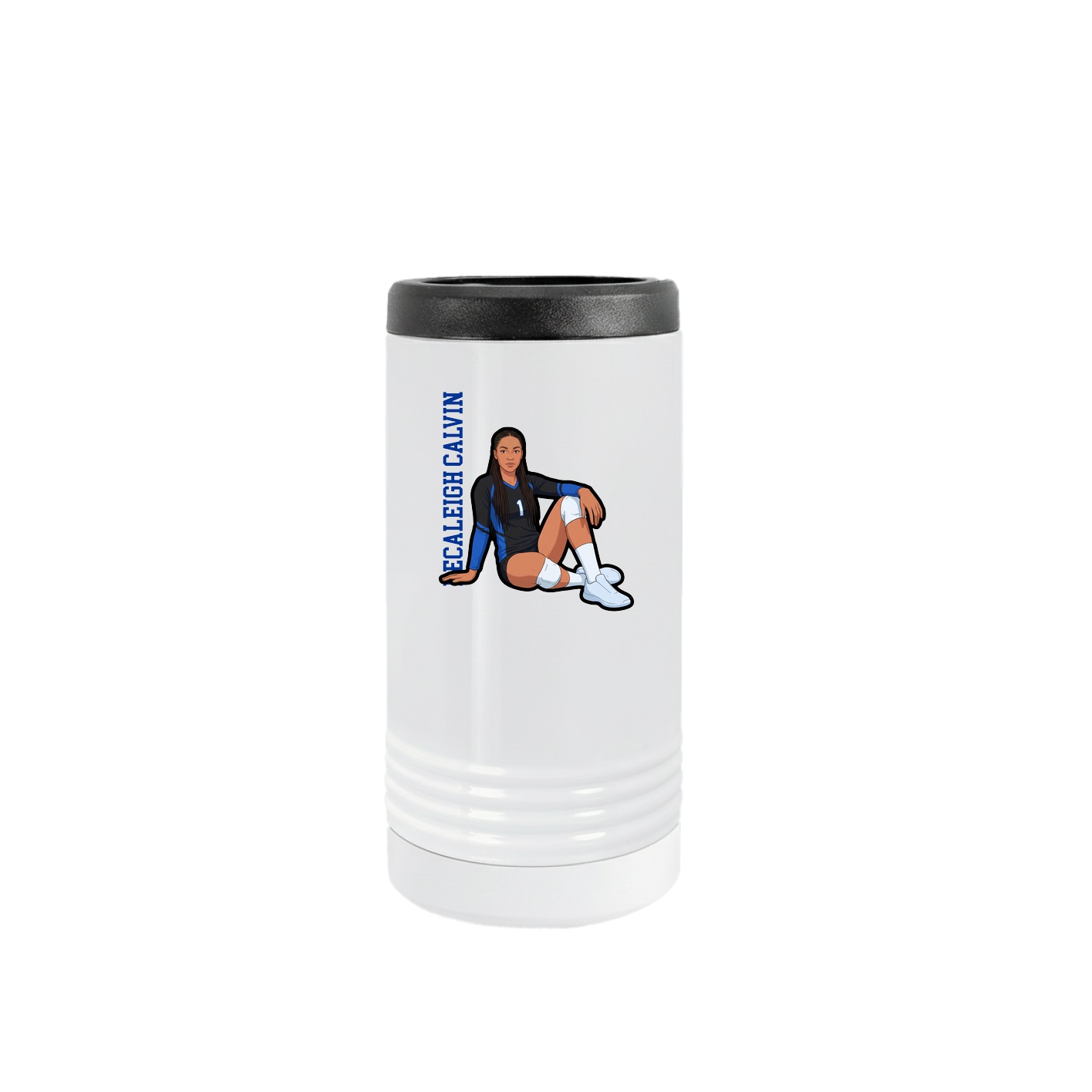 Slim Beverage Holder — Name Vertical in White