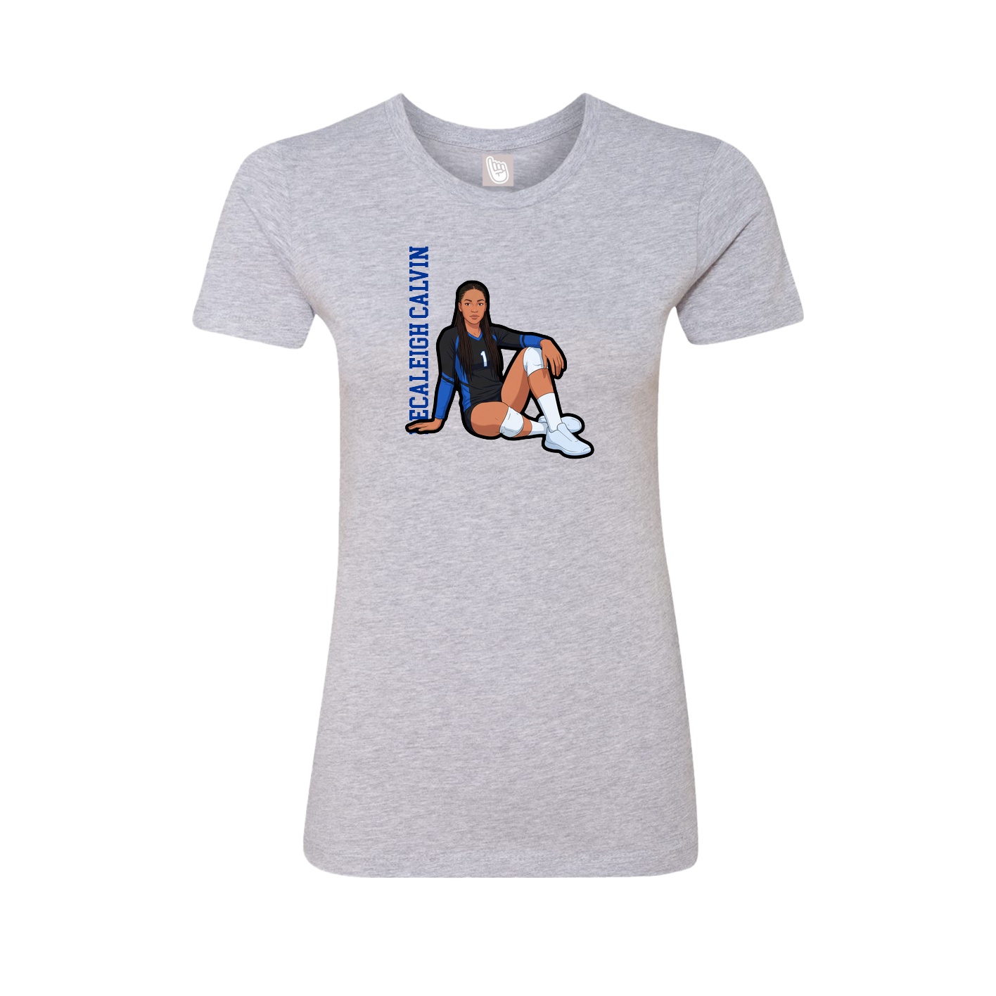Fitted Women's Tee — Name Vertical in Grey