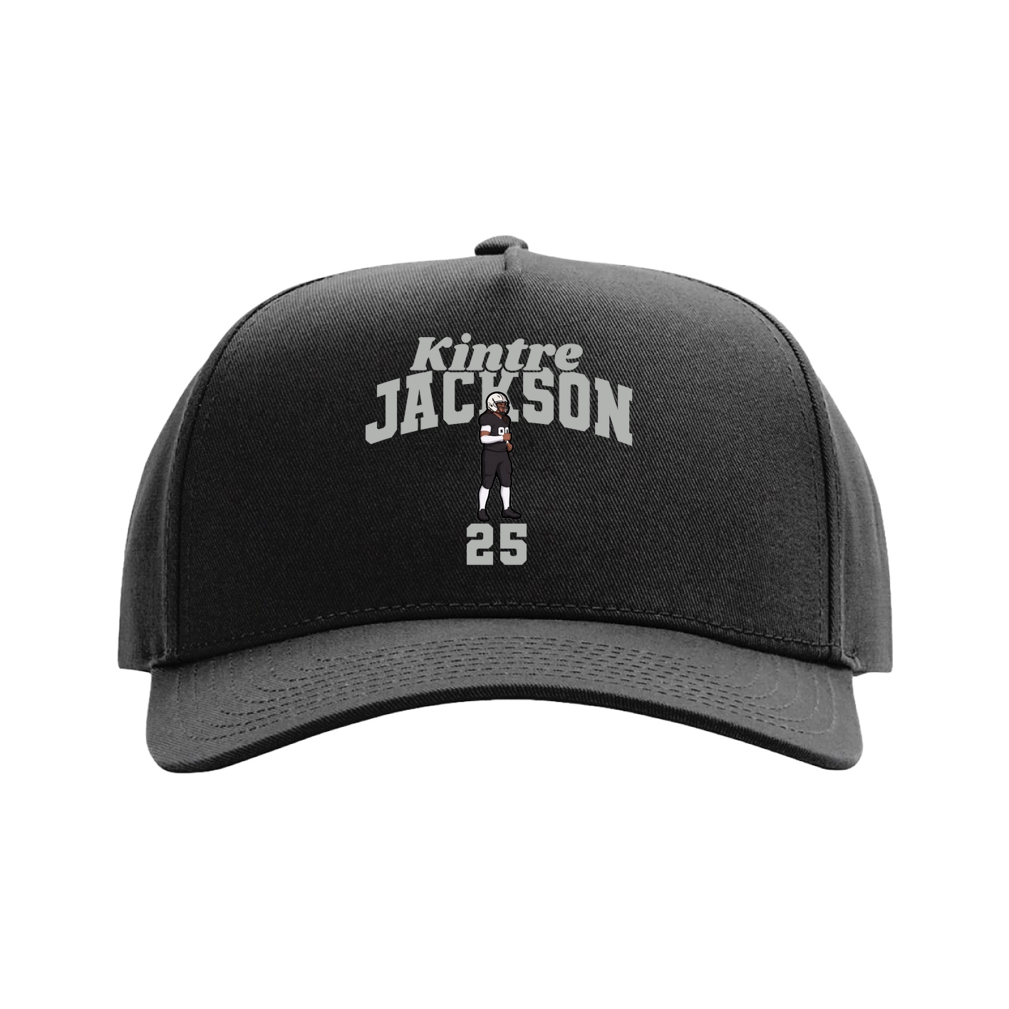 Full Fabric Five-Panel Champ Cap — Signature Arch in Black