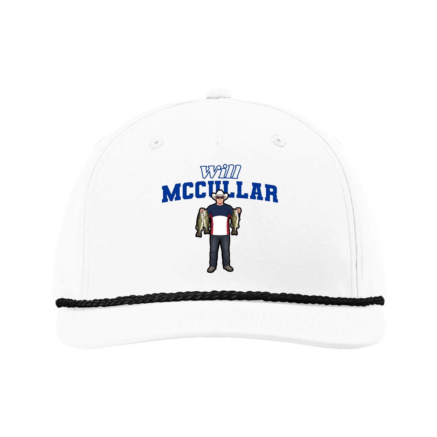 Five-Panel Classic Rope Cap — Name Arch in White