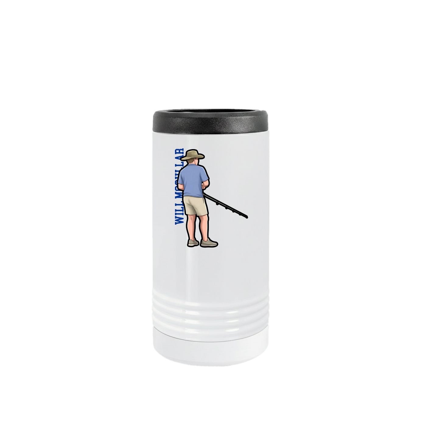 Slim Beverage Holder — Name Vertical in White
