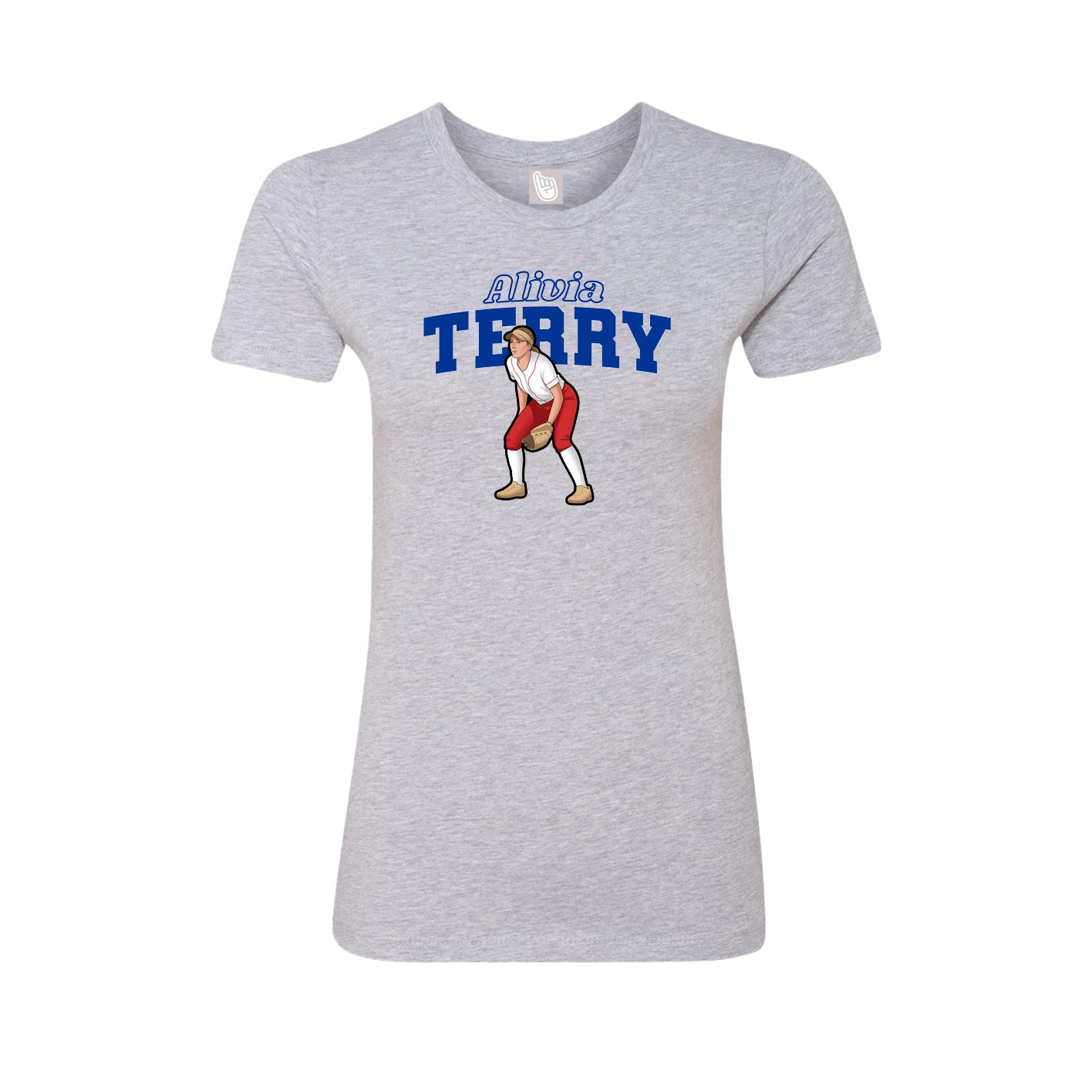 Fitted Women's Tee — Name Arch in Grey