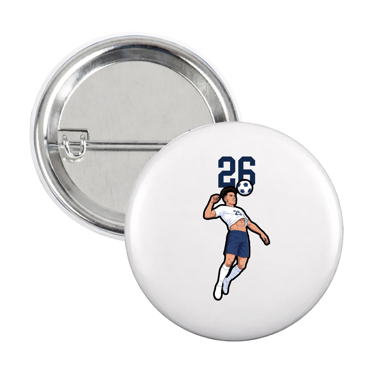 Game Day Button — Number Top in White