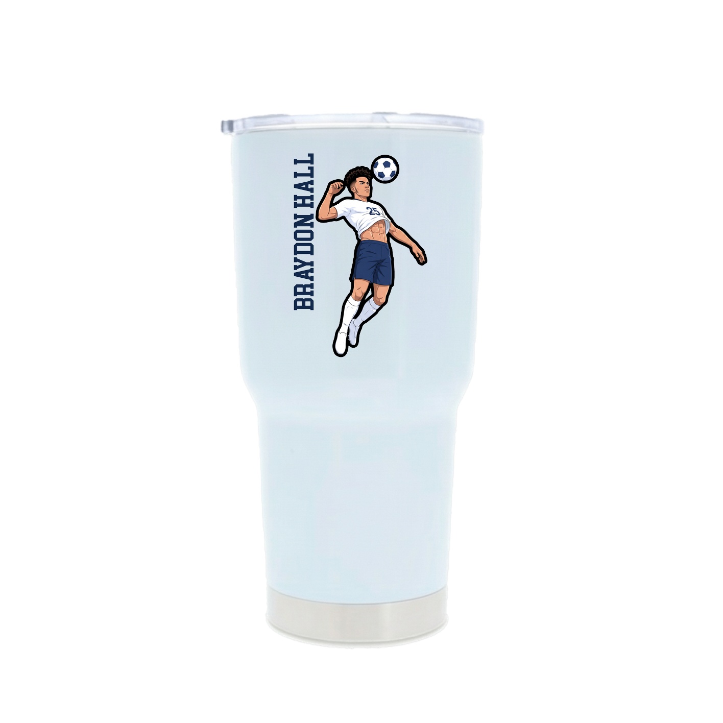 30oz Stainless Steel Tumbler — Name Vertical in White