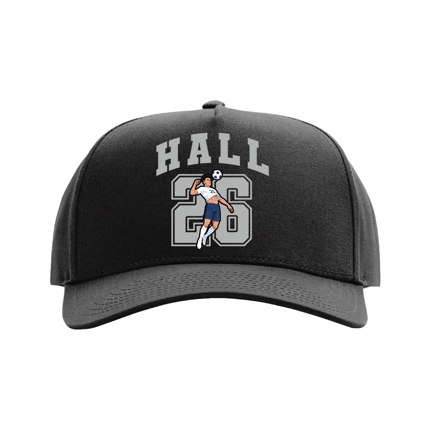 Full Fabric Five-Panel Champ Cap — Number in Black