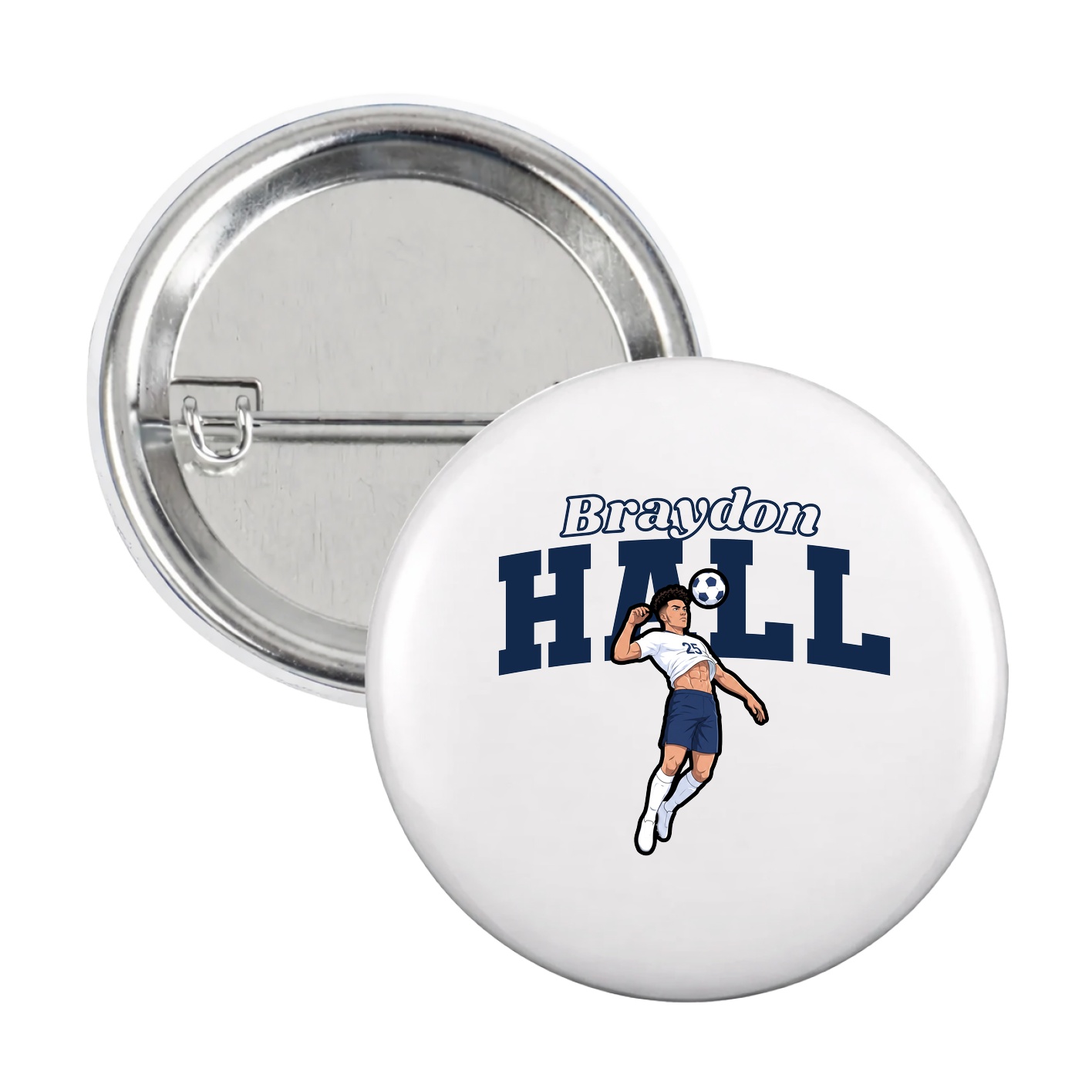 Game Day Button — Name Arch in White