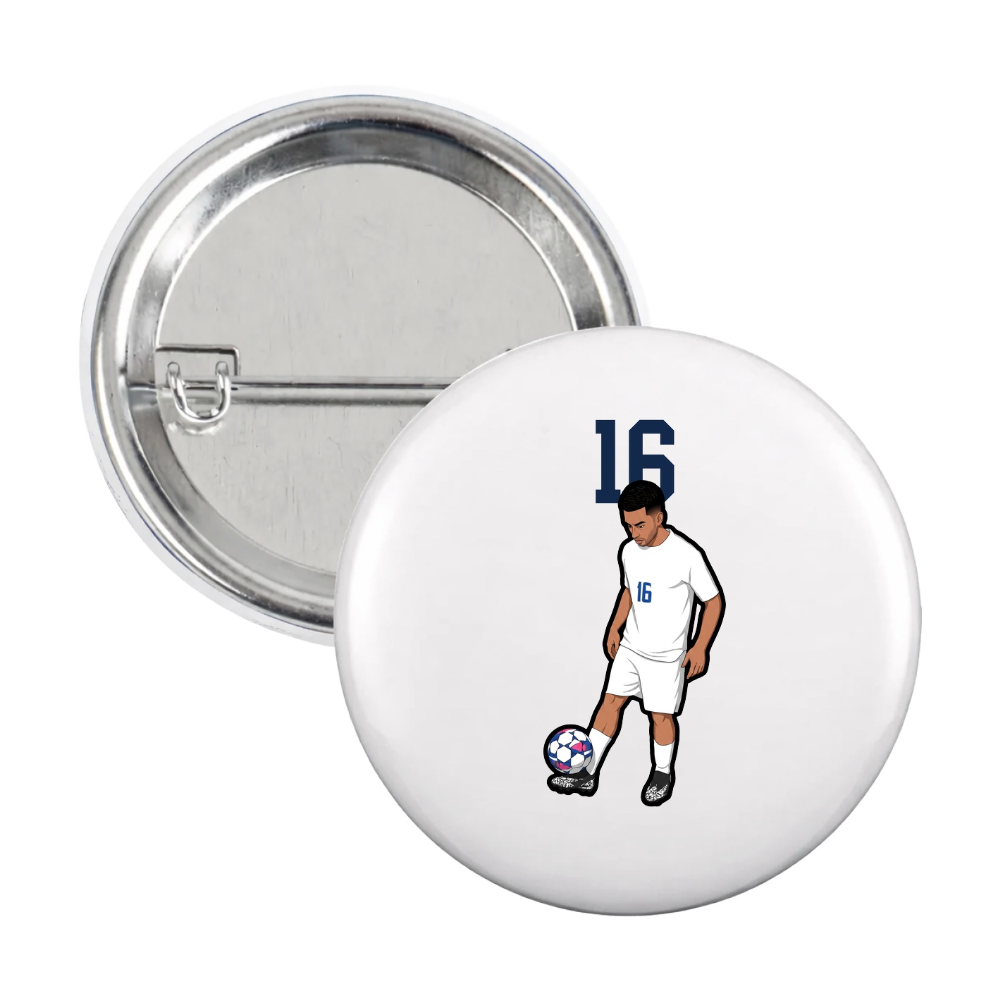 Game Day Button — Number Top in White