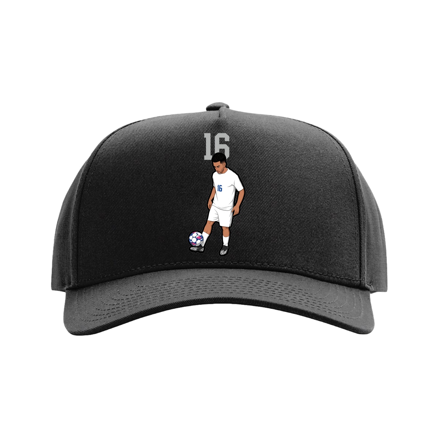 Full Fabric Five-Panel Champ Cap — Number Top in Black