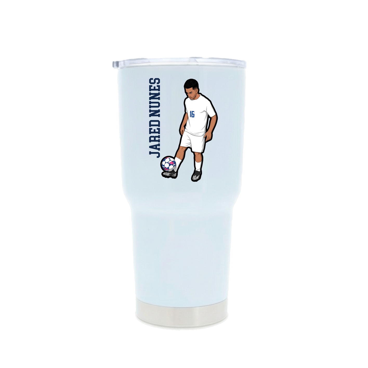 30oz Stainless Steel Tumbler — Name Vertical in White