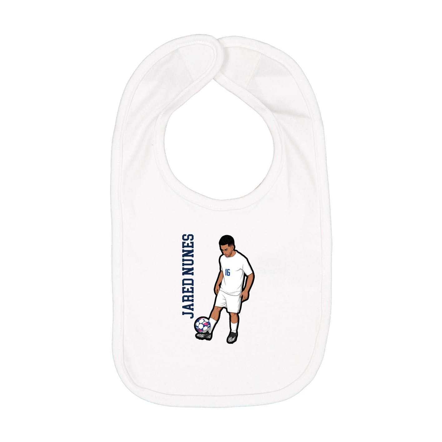 Infant Bib — Name Vertical in White