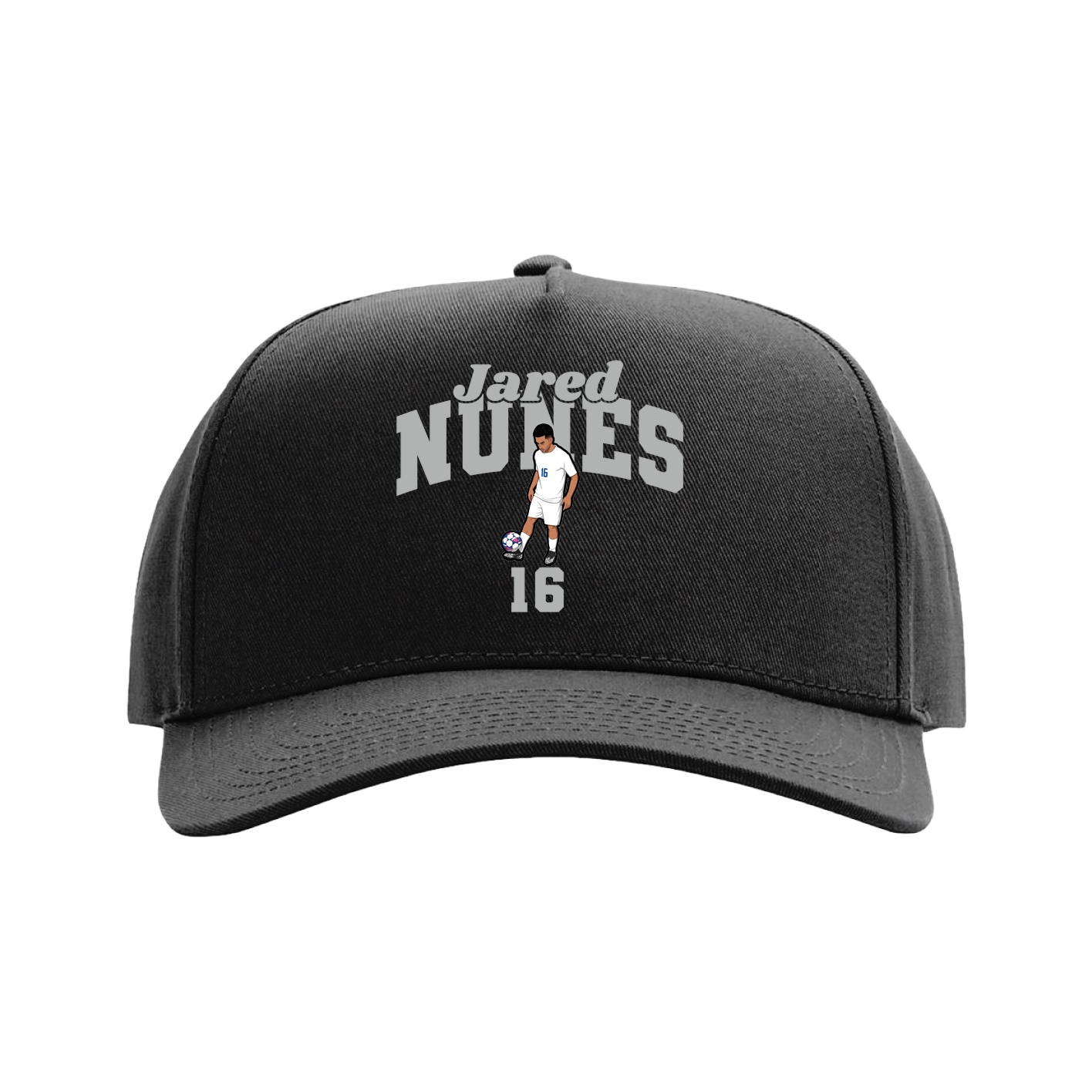 Full Fabric Five-Panel Champ Cap — Signature Arch in Black
