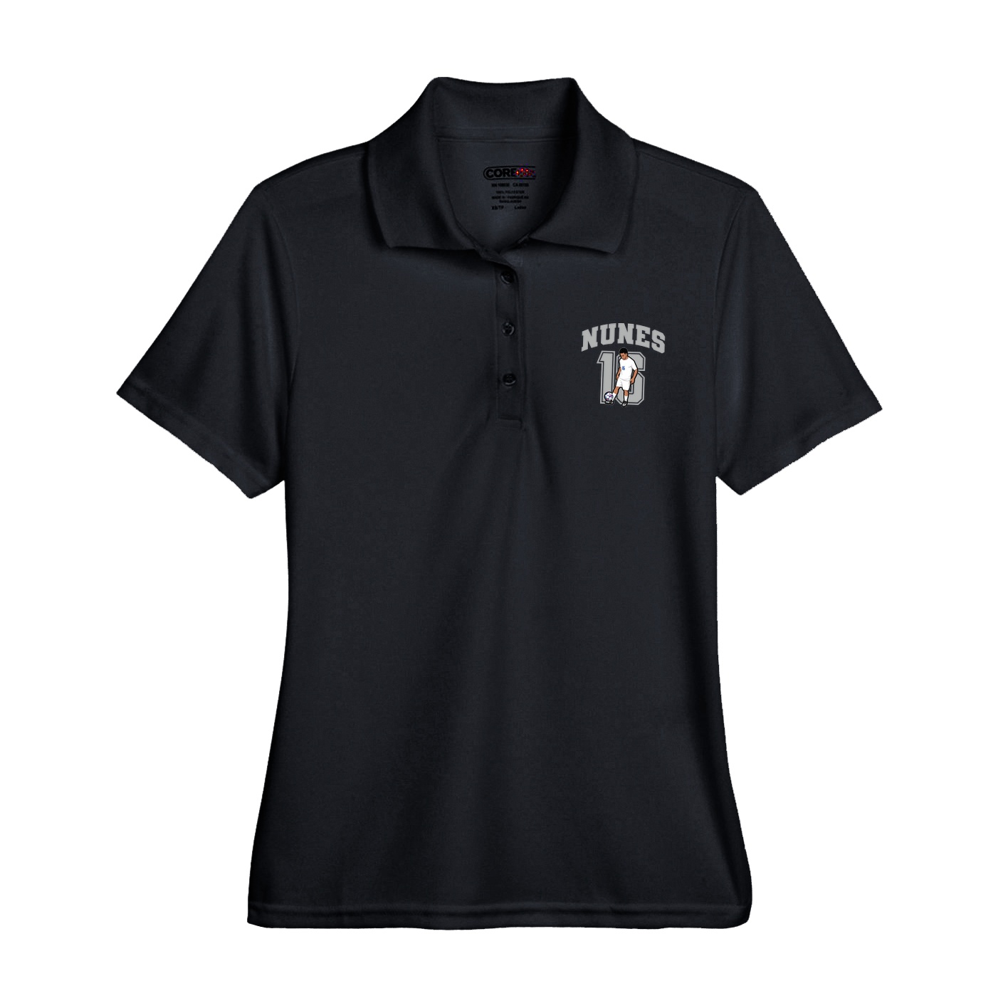 Womens Performance Polo — Number in Black