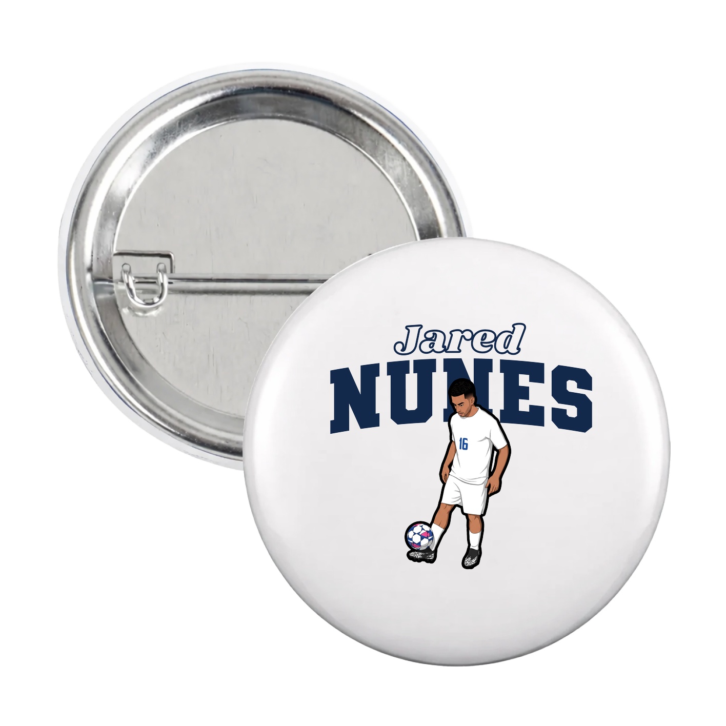 Game Day Button — Name Arch in White