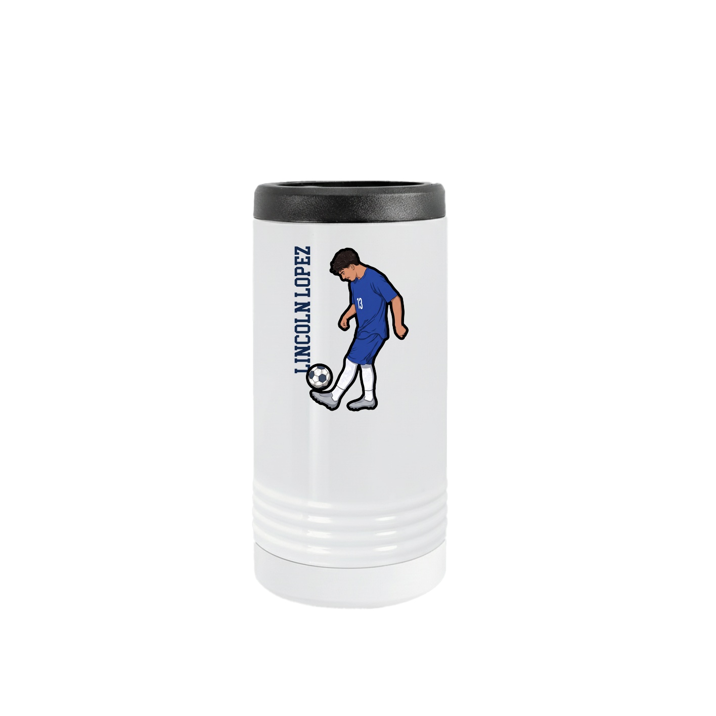 Slim Beverage Holder — Name Vertical in White