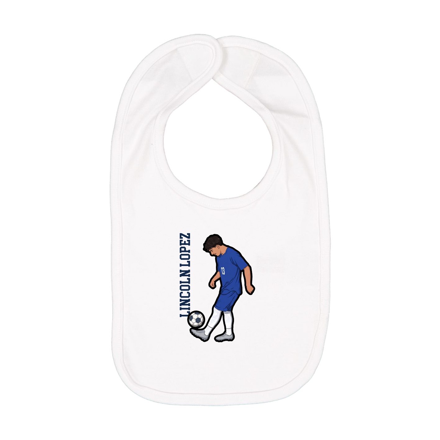 Infant Bib — Name Vertical in White