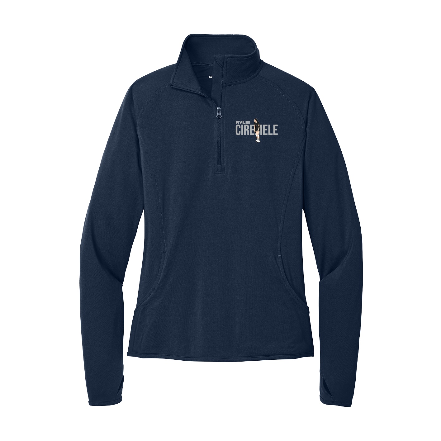 Women's Q-Zip Pullover — Player Name in Navy