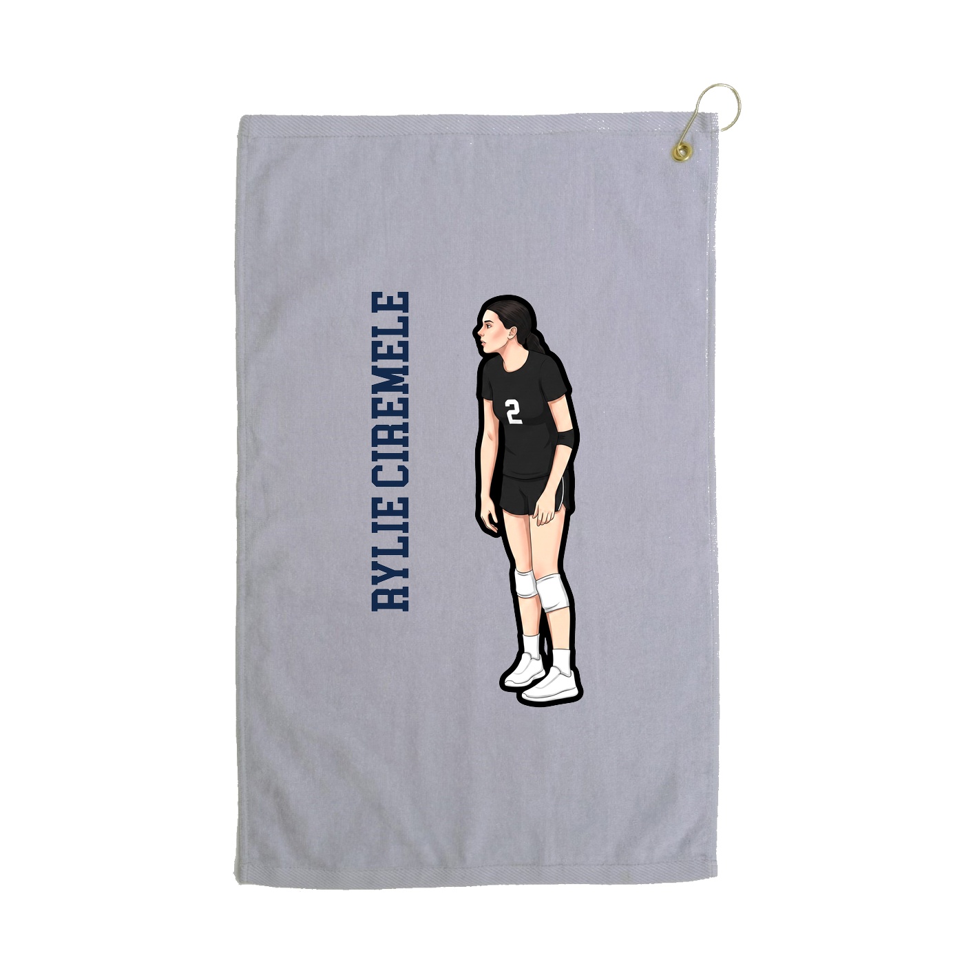 Golf Towel — Name Vertical in Grey