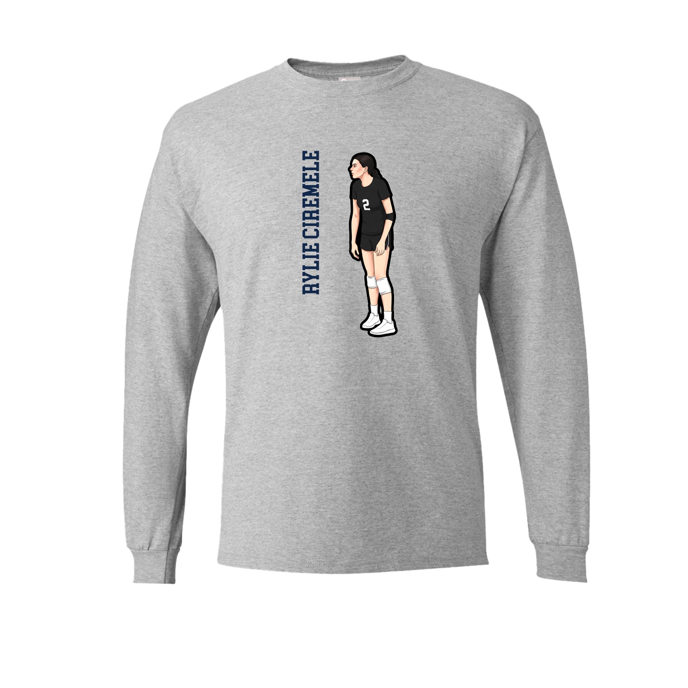 Long Sleeve Tee — Name Vertical in Grey