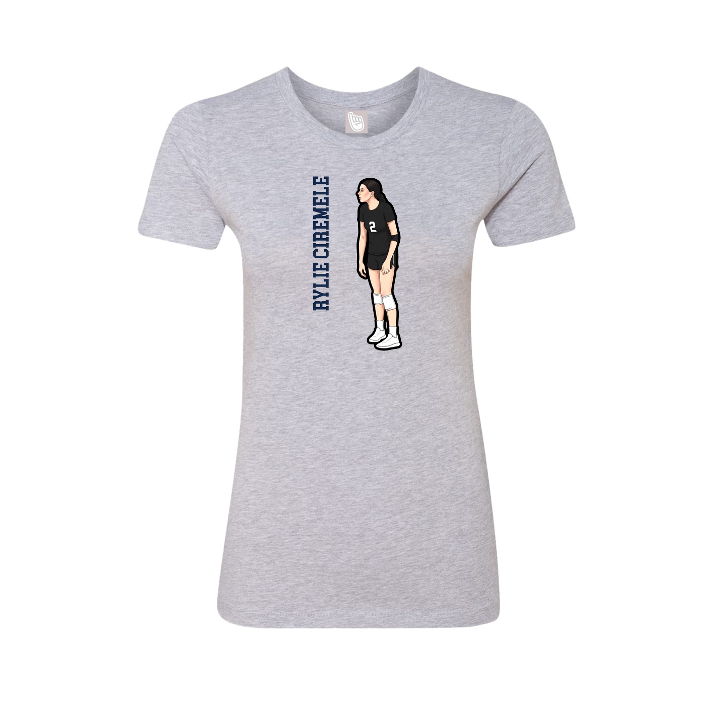 Fitted Women's Tee — Name Vertical in Grey