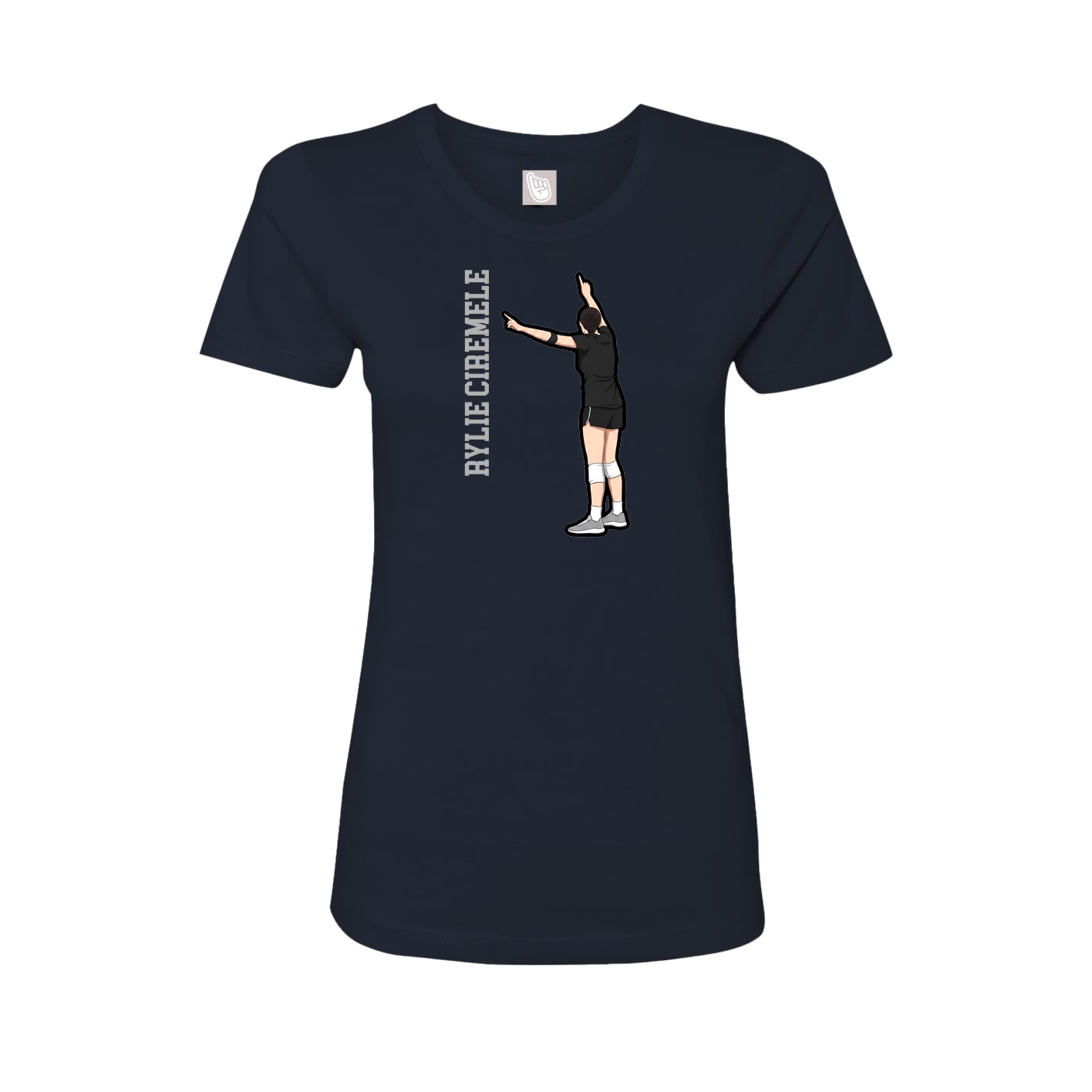 Fitted Women's Tee — Name Vertical in Navy