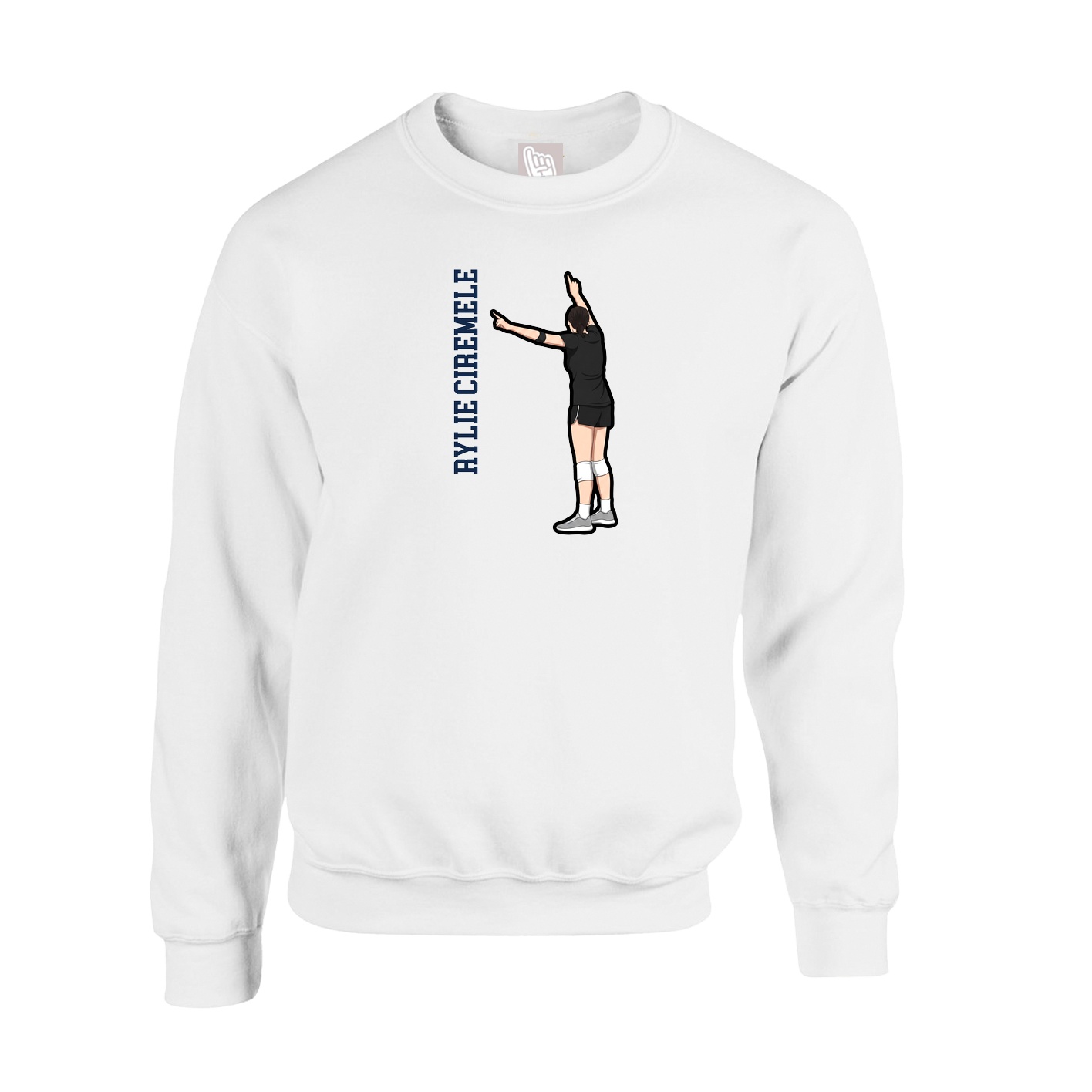 Fleece Crew — Name Vertical in White