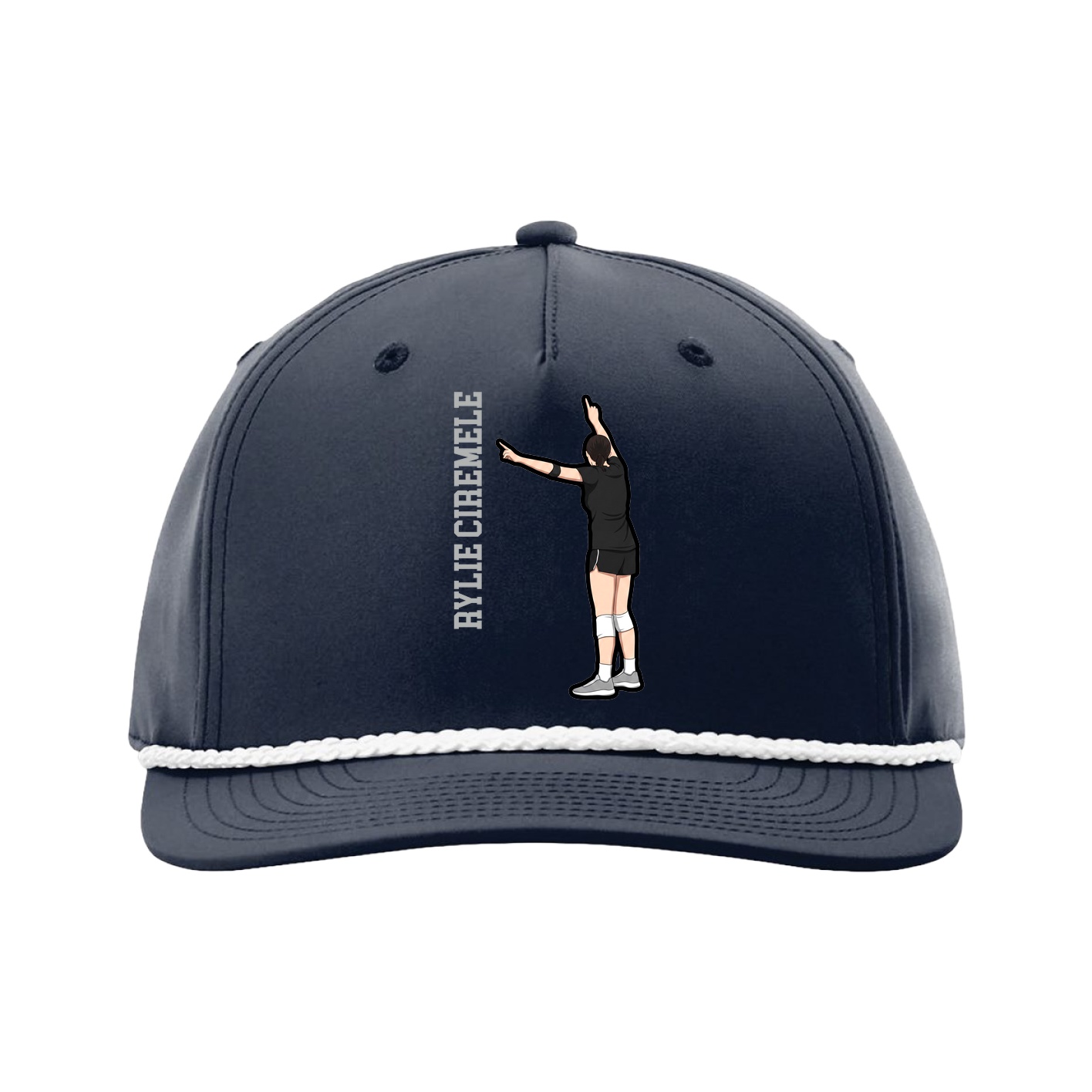 Five-Panel Classic Rope Cap — Name Vertical in Navy