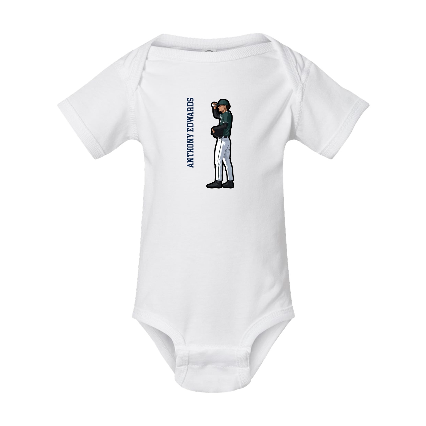 Baby Onesie — Name Vertical in White