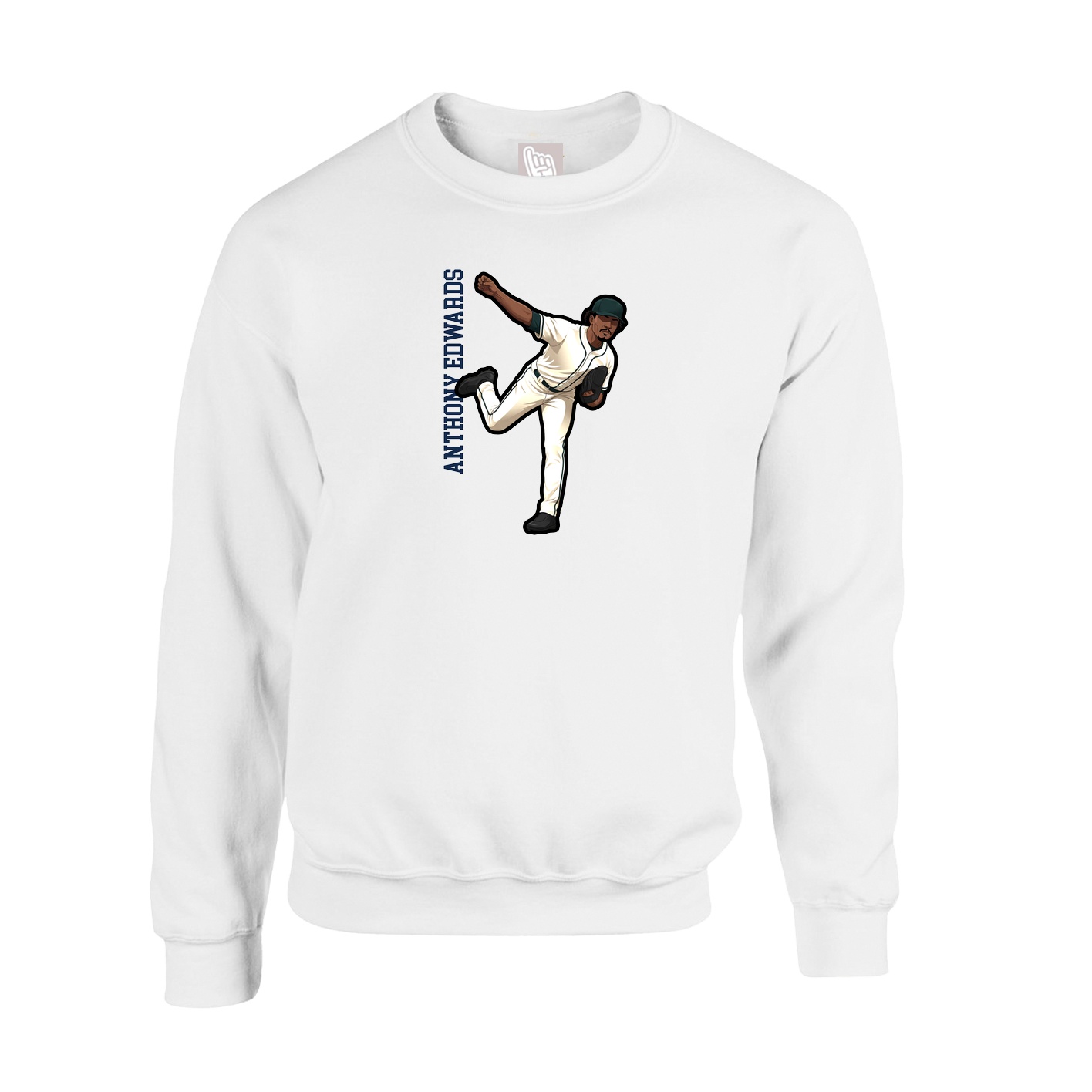 Fleece Crew — Name Vertical in White