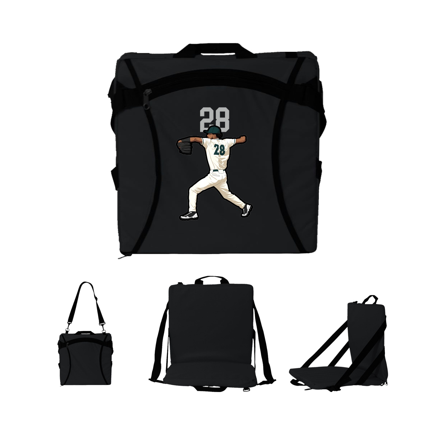 Folding Stadium Seat — Number Top in Black