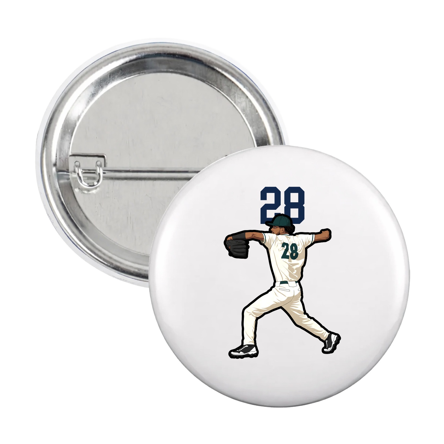 Game Day Button — Number Top in White