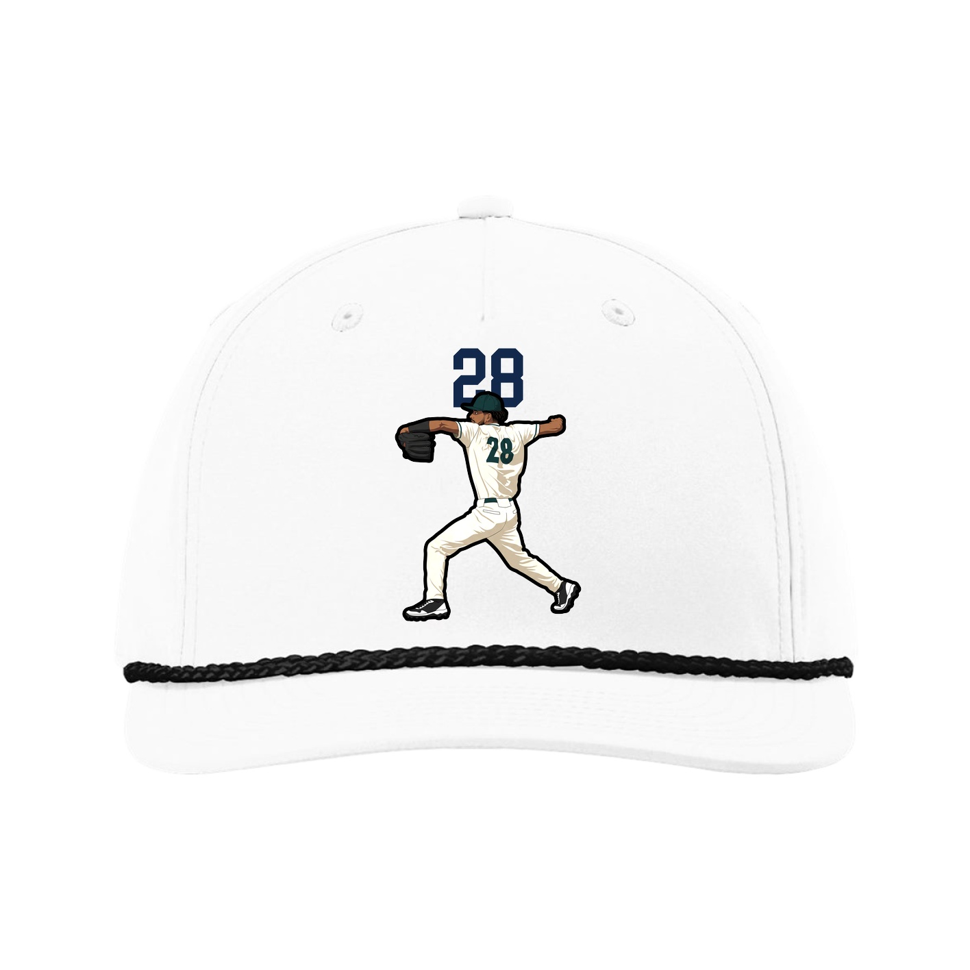 Five-Panel Classic Rope Cap — Number Top in White