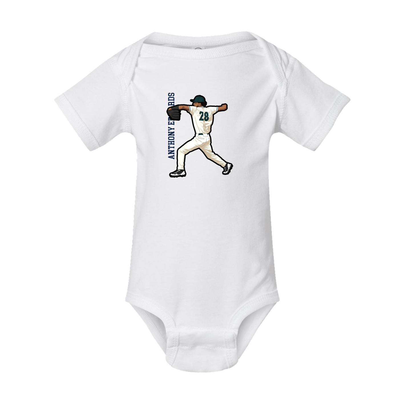 Baby Onesie — Name Vertical in White