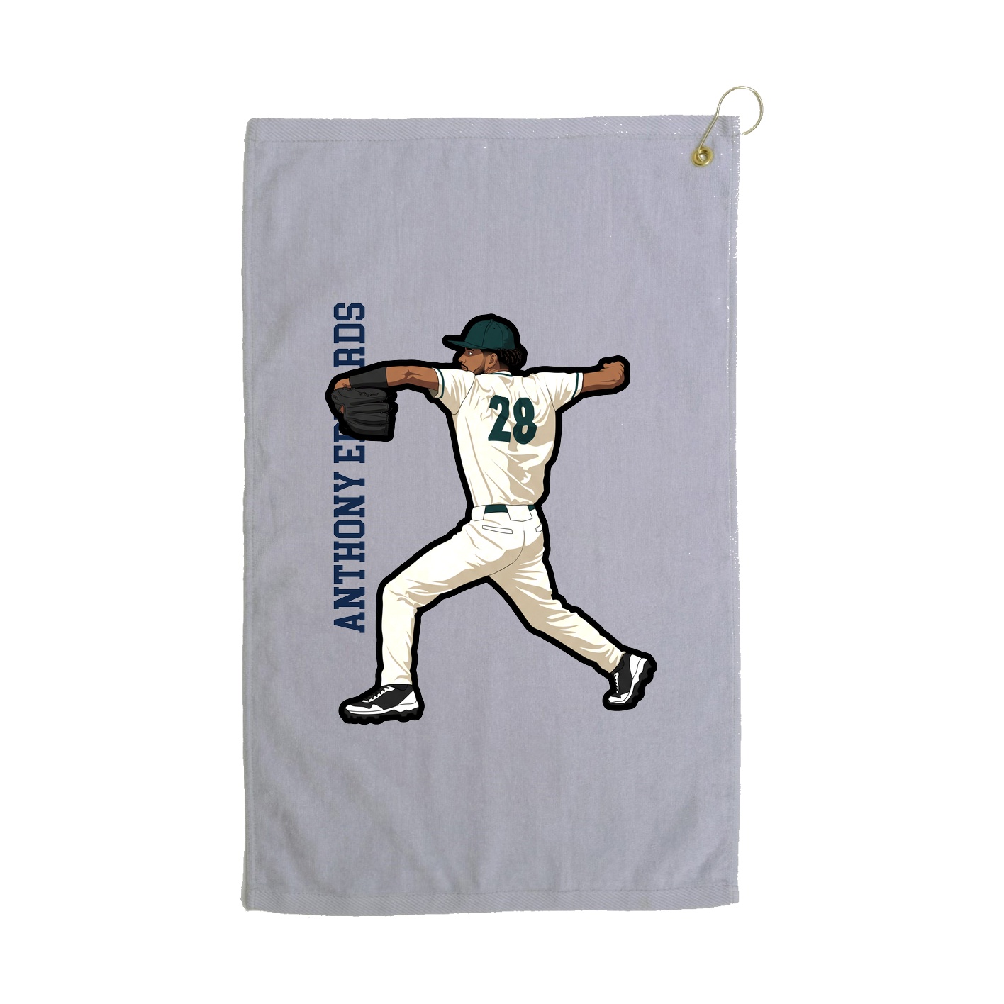 Golf Towel — Name Vertical in Grey