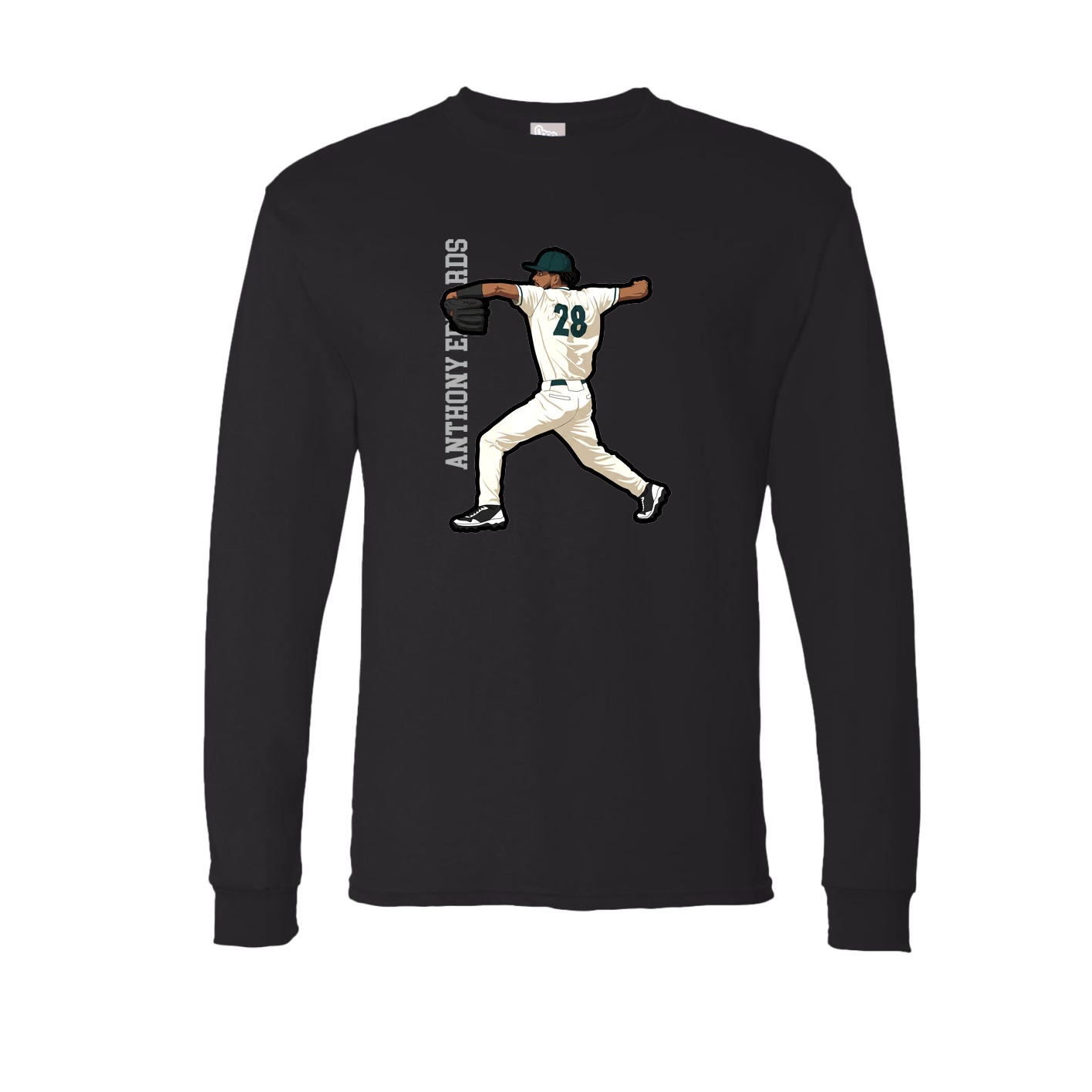 Long Sleeve Tee — Name Vertical in Black