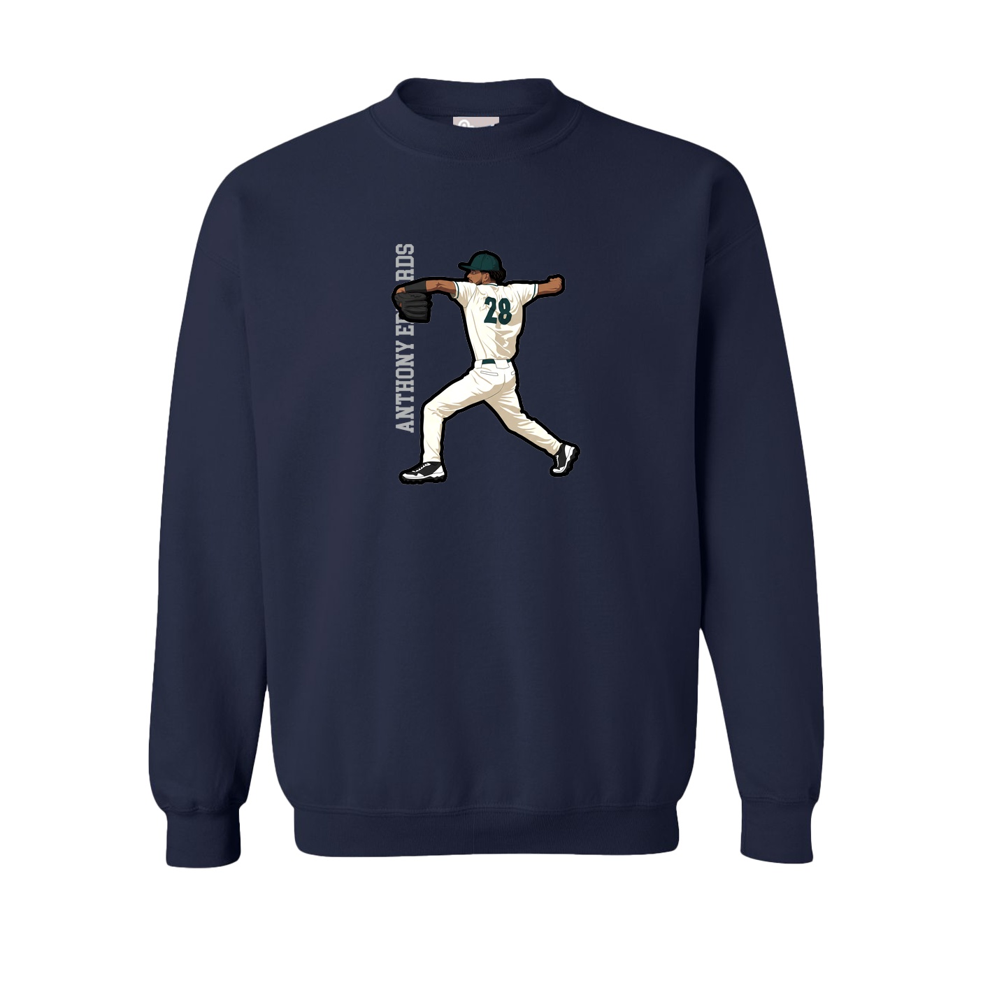 Fleece Crew — Name Vertical in Navy
