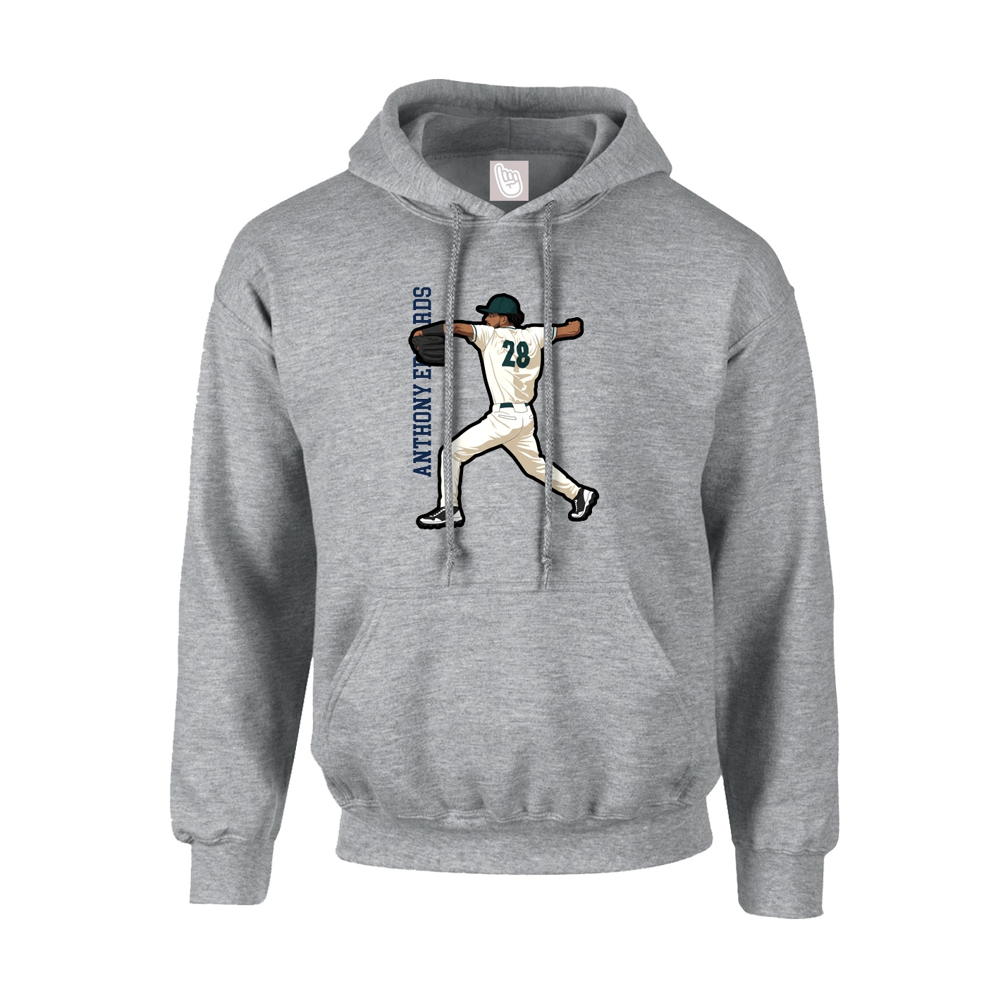 Youth Hoodie — Name Vertical in Grey