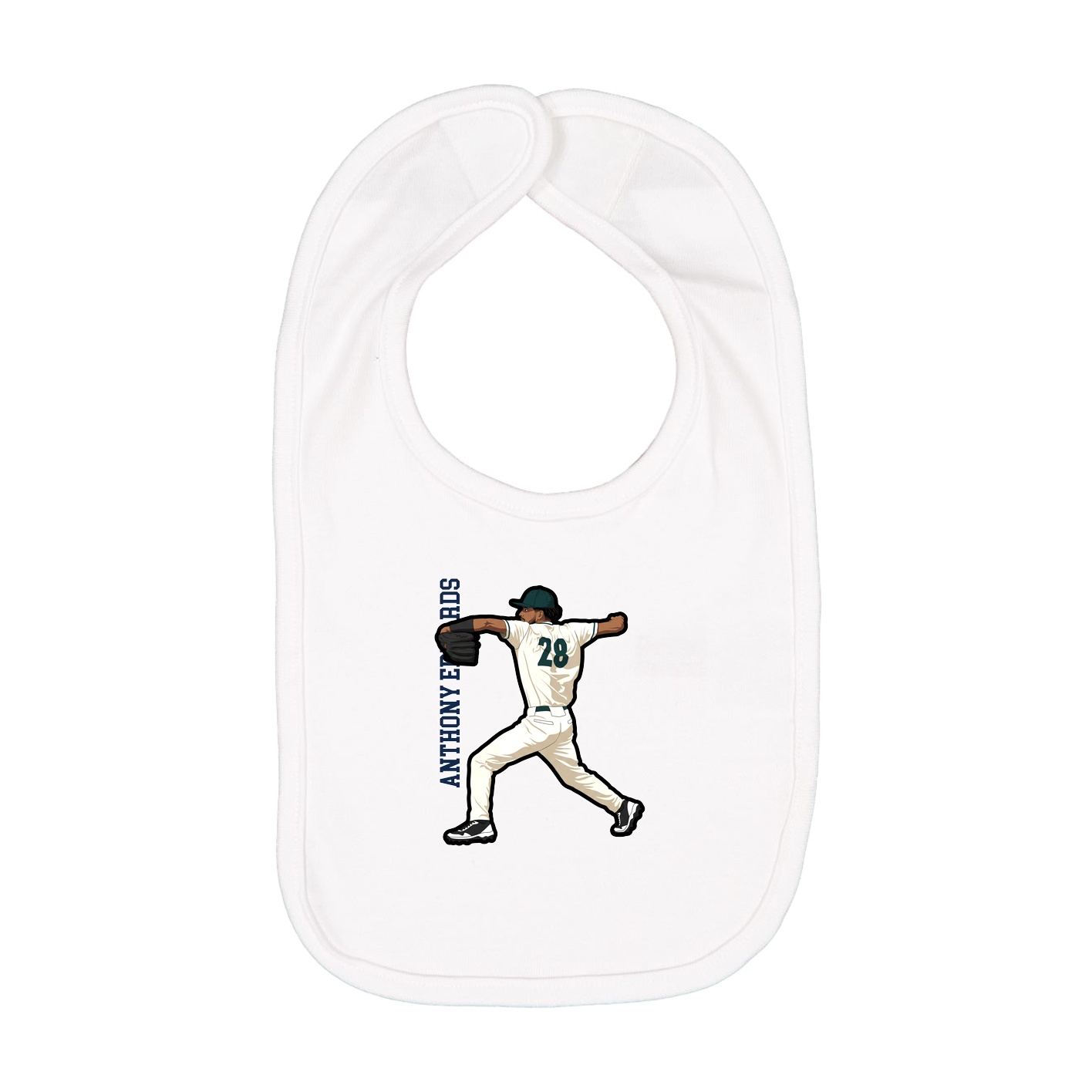 Infant Bib — Name Vertical in White