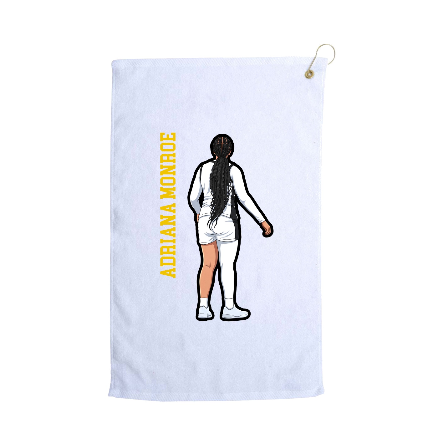 Golf Towel — Name Vertical in White