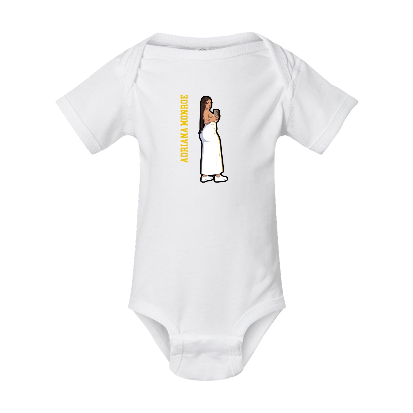 Baby Onesie — Name Vertical in White