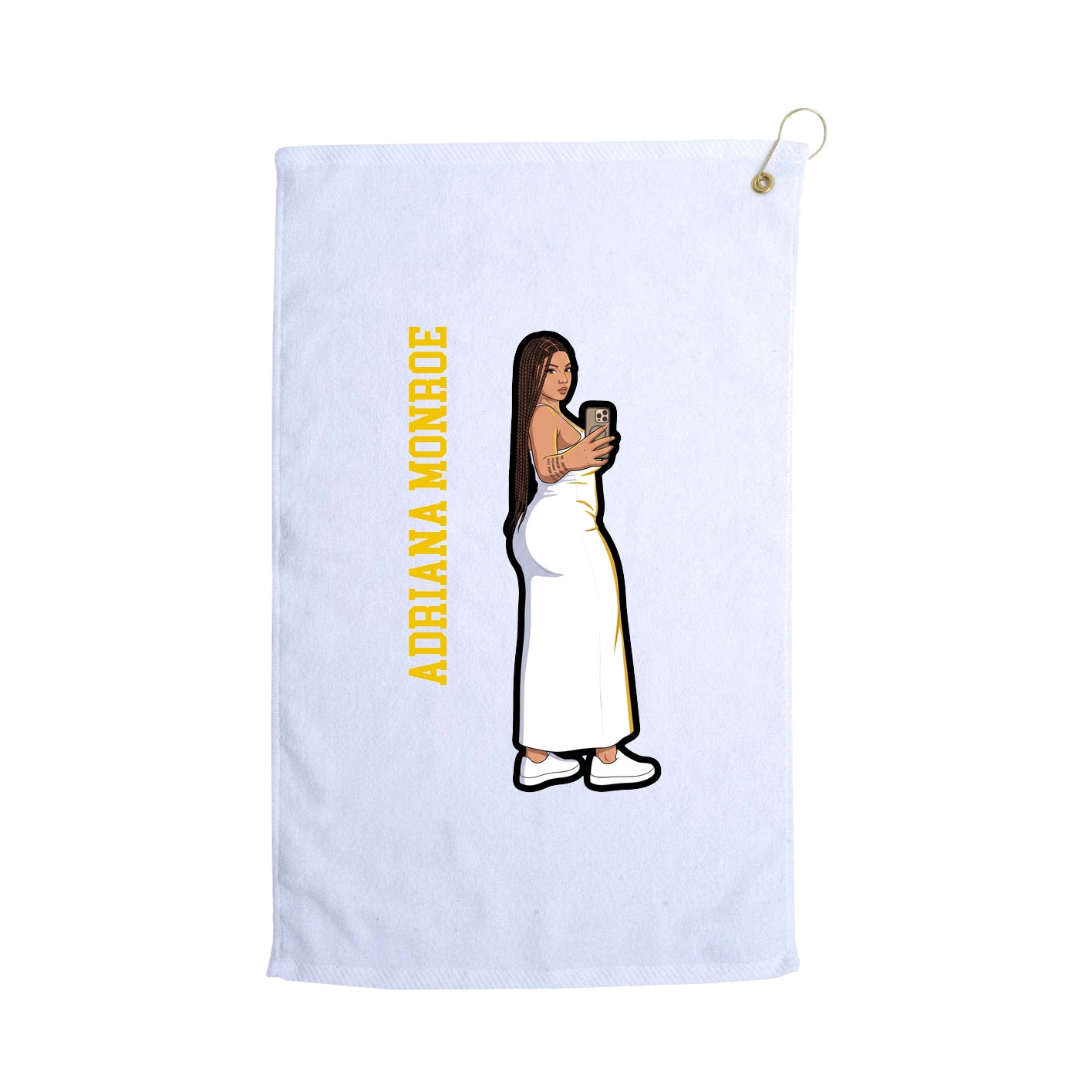 Golf Towel — Name Vertical in White