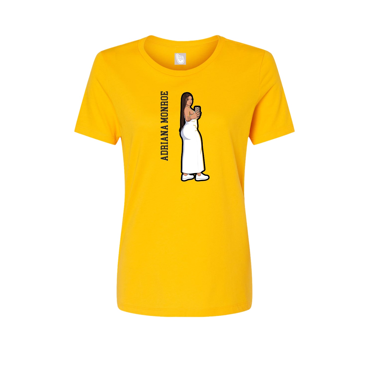 Fitted Women's Tee — Name Vertical in Gold