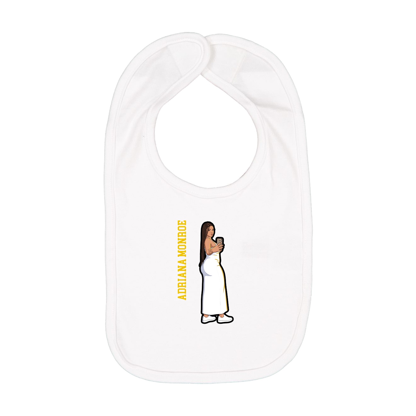 Infant Bib — Name Vertical in White