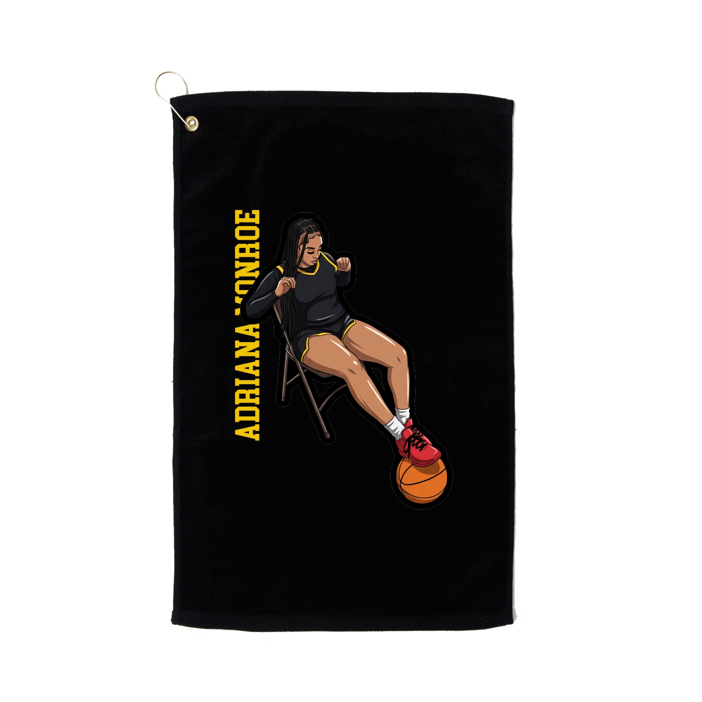 Golf Towel — Name Vertical in Black